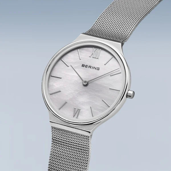 Bering Ultra Slim | polished/brushed silver | Mesh Bracelet