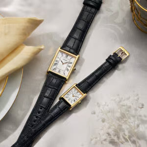 Seiko Quartz In Gold Tone With Leather Strap