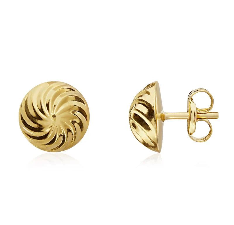 9ct Yellow Gold Swirl Stud Earrings