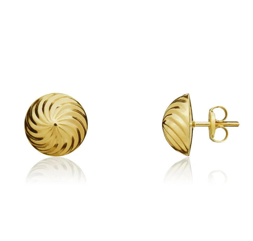 9ct Yellow Gold Swirl Stud Earrings
