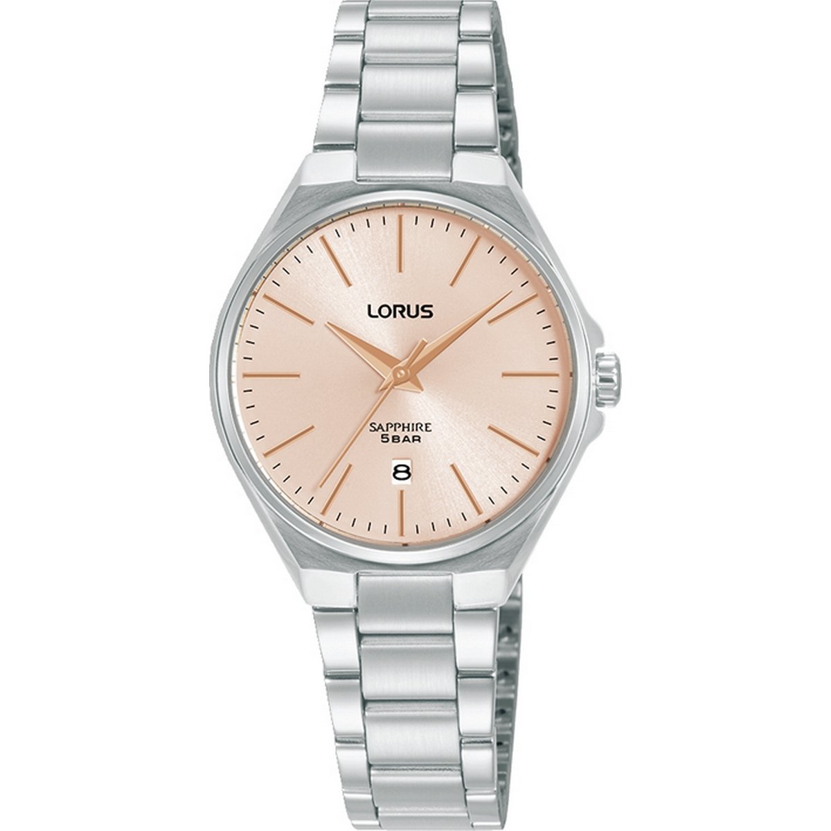 LORUS QUARTZ LADIES STAINLESS STEEL PINK DIAL BRACELET WATCH