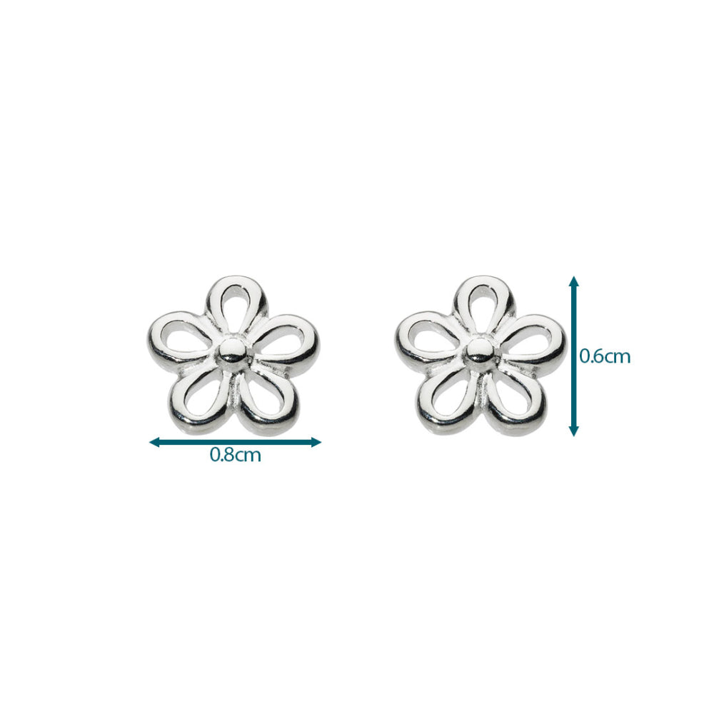 Dew Silver Simple Flower Stud Earrings