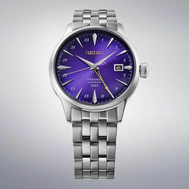 Seiko 145th Anniversary Presage Cocktail Time GMT Limited Edition in Edo Purple