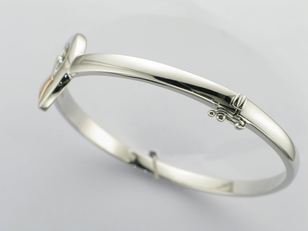 House Of Lor Silver Rose Gold Claddagh Bangle