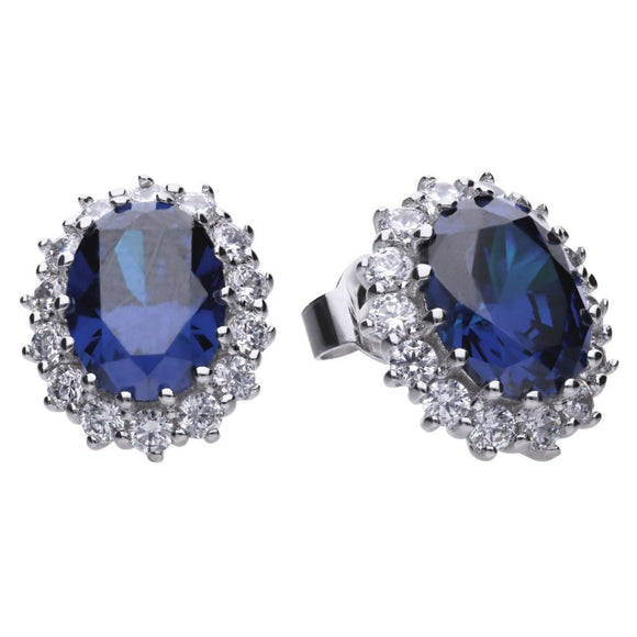 DF Oval Sapphire Blue Diamonfire Zirconia Stud Earrings