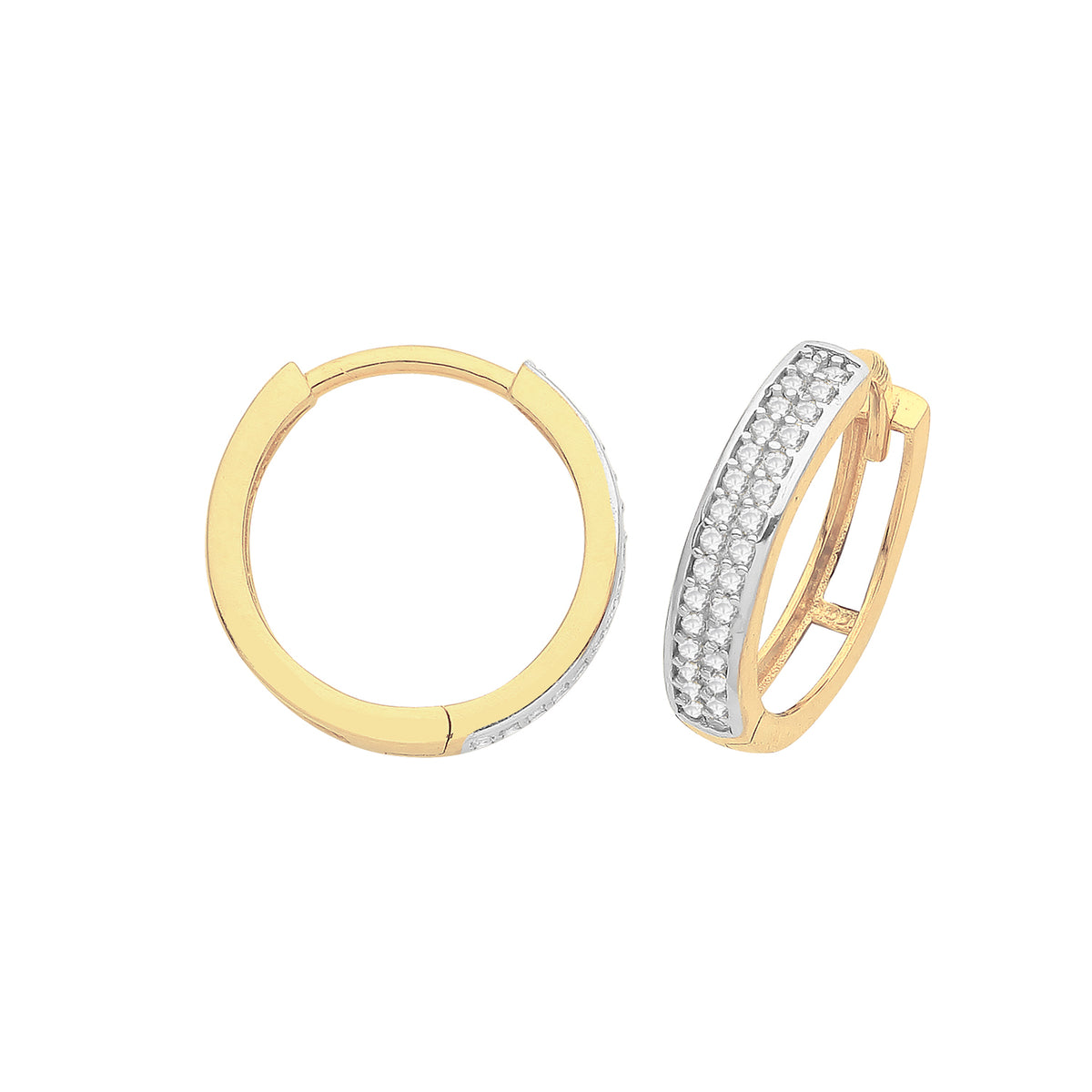 9CT YELLOW GOLD HINGED CZ SET EARRINGS
