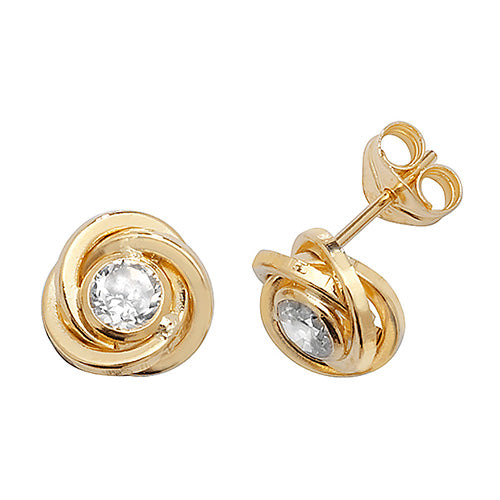 9CT YELLOW GOLD CZ ORBITAL STUD EARRINGS