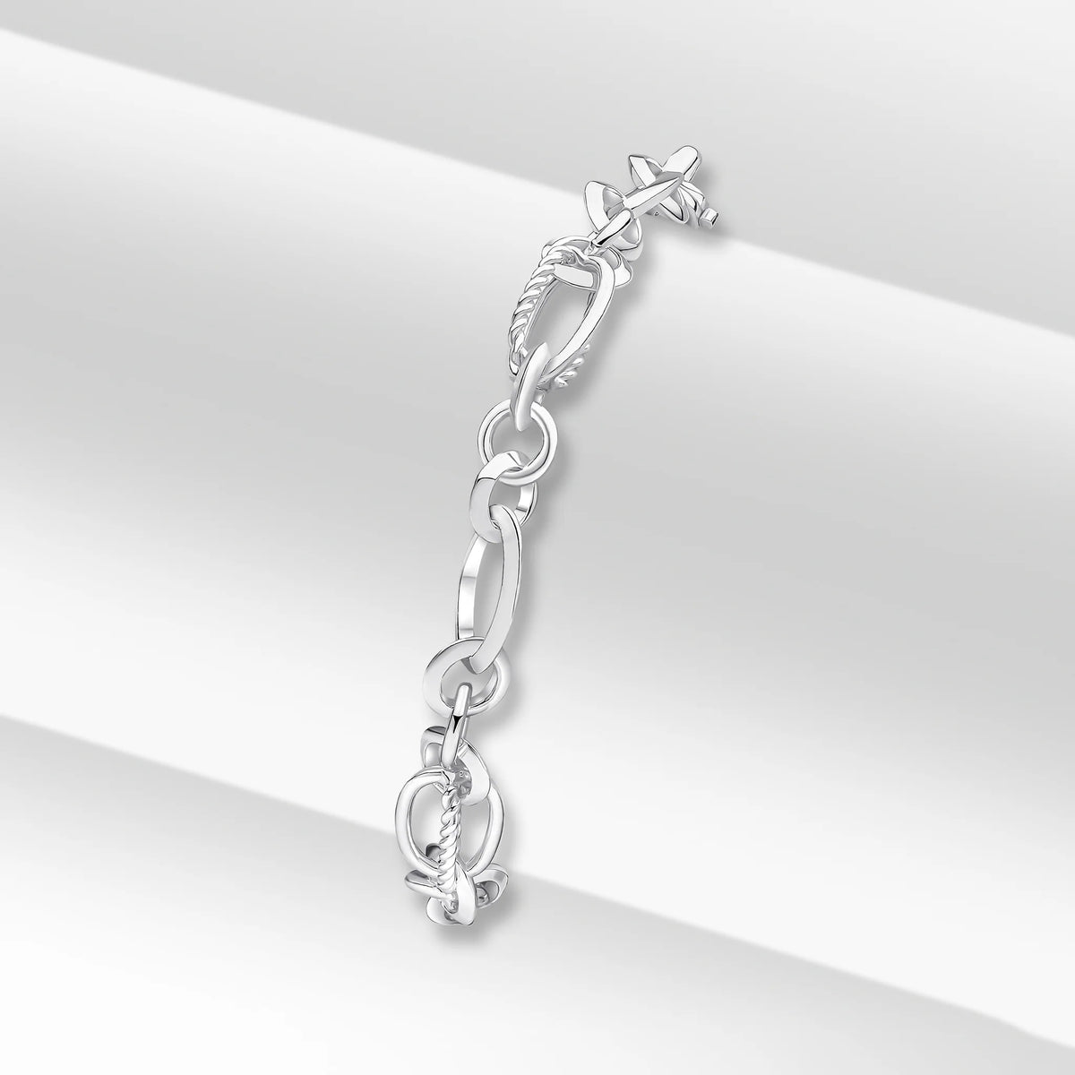 Silver Handmade Fancy Multi Link Chain Bracelet