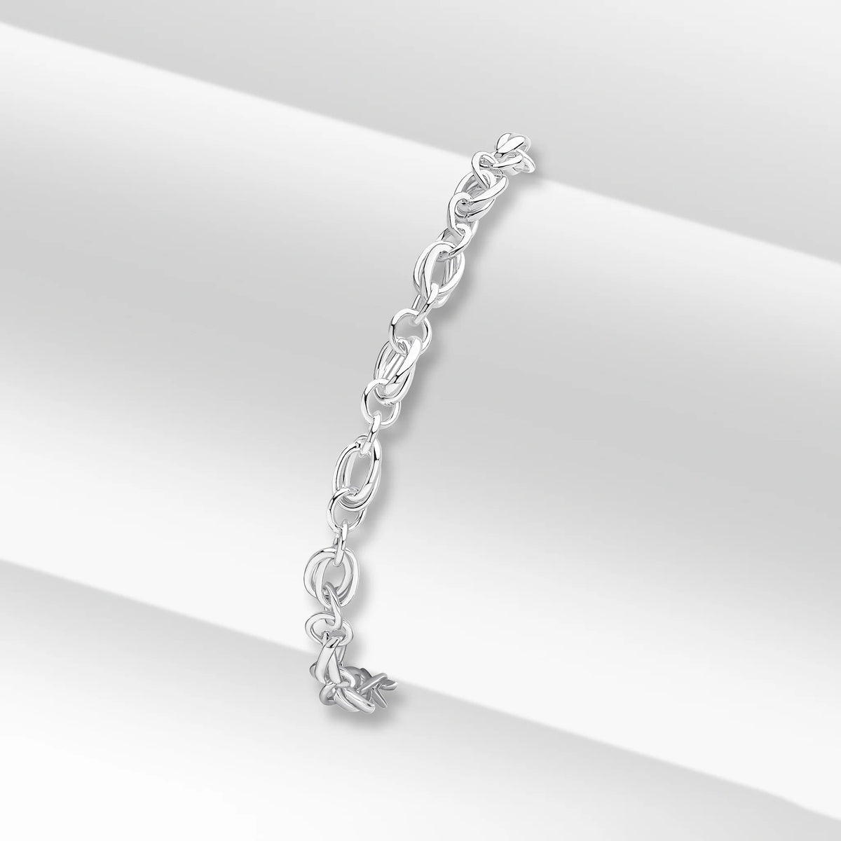 Silver Handmade Small Multi Link Chain Bracelet 7.5"