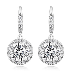 HALO STYLE ROUND SHORT DROP EARRINGS WITH 6.25MM ROUND CENTRE