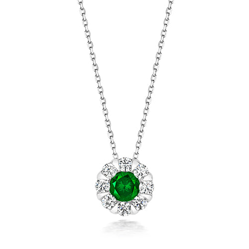 CLUSTER PENDANT 5MM GREEN ROUND CENTRE ON RUNNING CHAIN