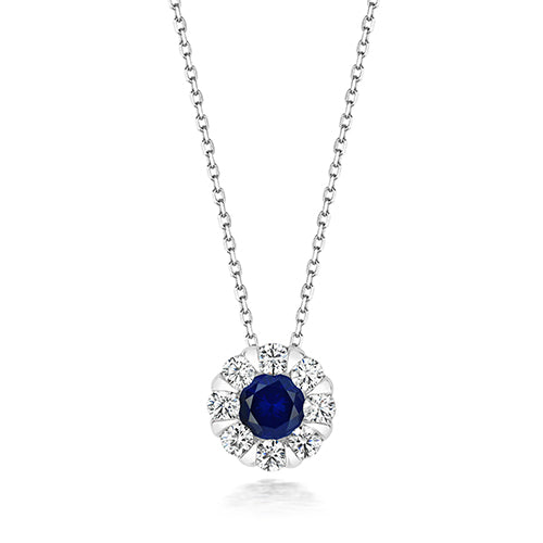 CLUSTER PENDANT 5MM BLUE ROUND CENTRE ON RUNNING CHAIN