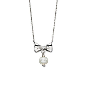 D for Diamond Freshwater Pearl and Bow necklace with Diamond