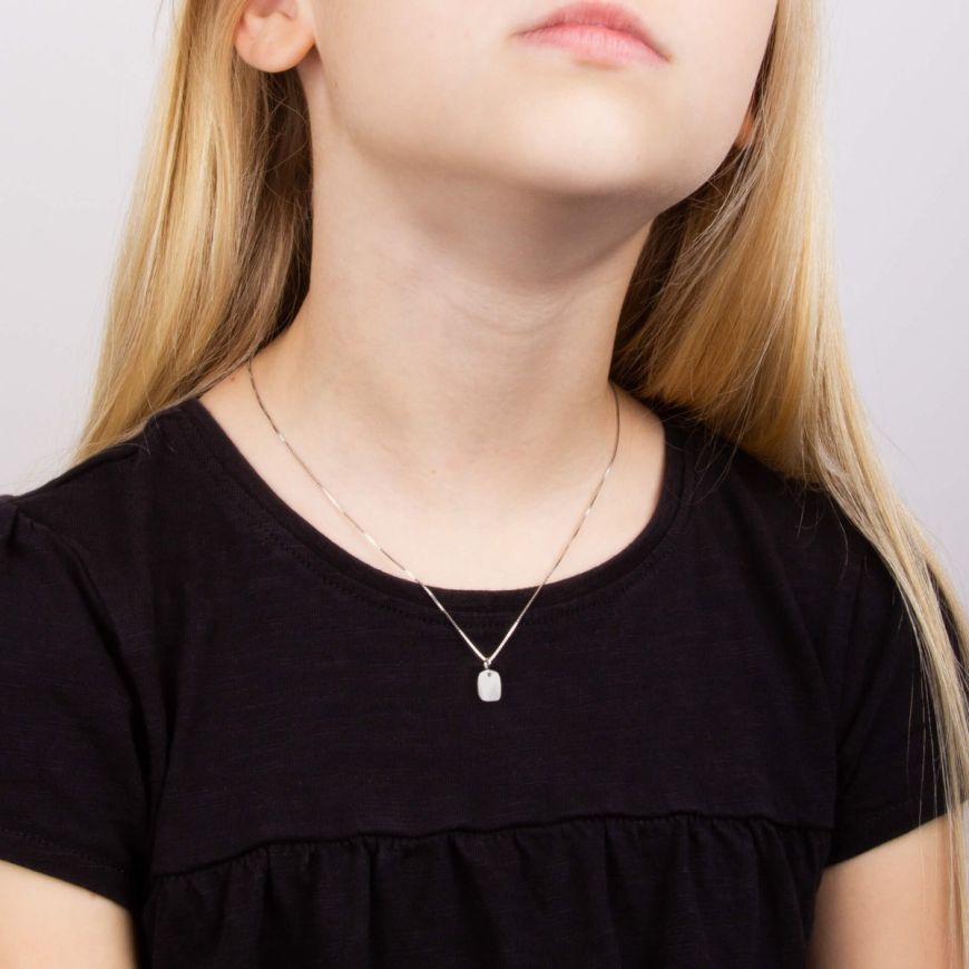 D for Diamond Rectangular Tag Pendant With Diamond In Recycled Silver