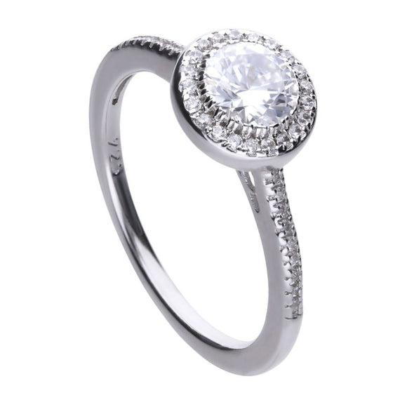 DF Round Cluster And Pave Set Ring With Diamonfire Cubic Zirconia
