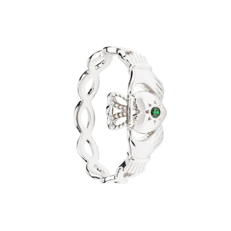 Claddagh Ring with Green Cubic Zirconia