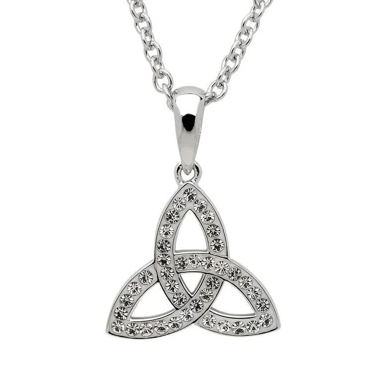 Celtic Trinity Knot Necklace Embellished With Crystals