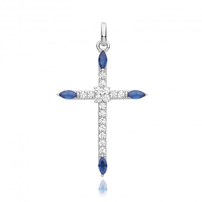 Silver Pendant Cross Blue