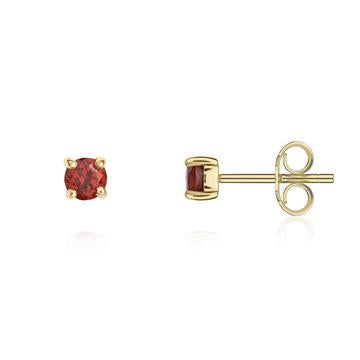 9CT Yellow Gold Round Garnet Stud Earrings 3mm