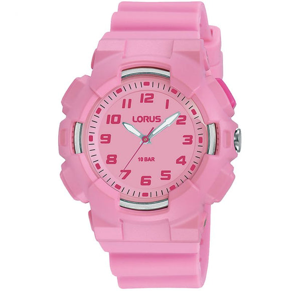 Lorus Kids Pink Silicone Strap Watch
