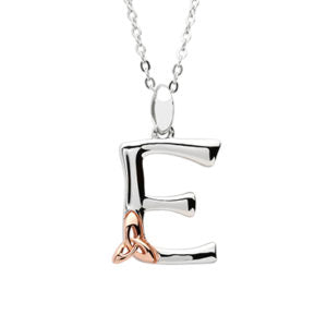 Sterling Silver celtic E initial pendant