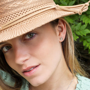 Kit Heath Blossom Wood Rose Stud Earrings