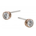 Dew Sterling Silver Small CZ with Rose Gold Stud Earrings