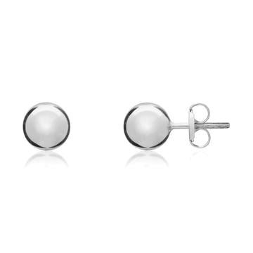 9CT White Gold Polished Ball Stud Earrings, 6mm