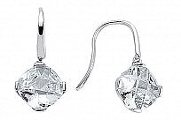 Sterling Silver CZ Clawset Square Drop Earrings