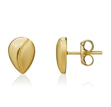 9CT Yellow Gold Polished/Satin Pear Stud Earrings