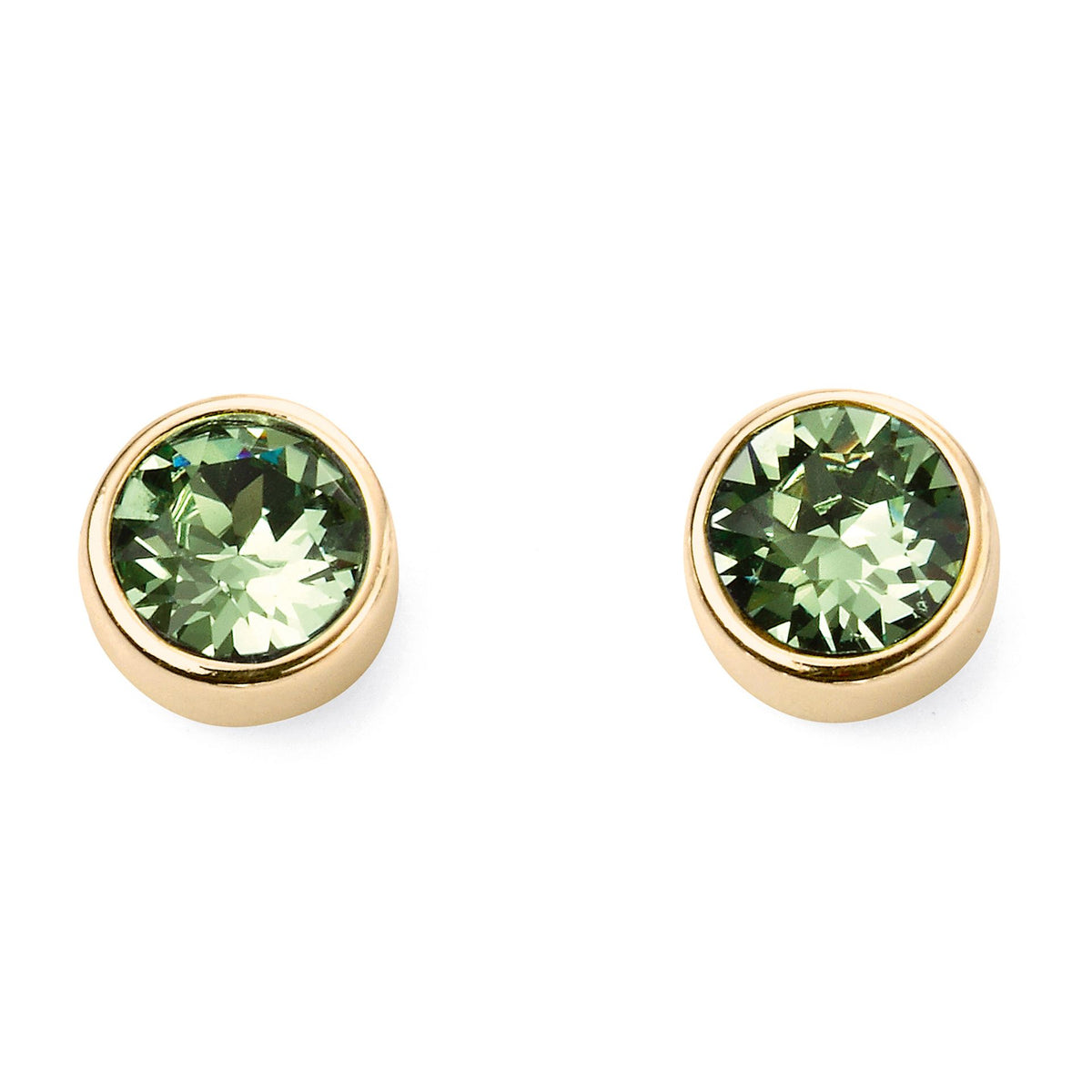 Gold Plate Peridot Swarovski Crystal August Birthstone Earrings