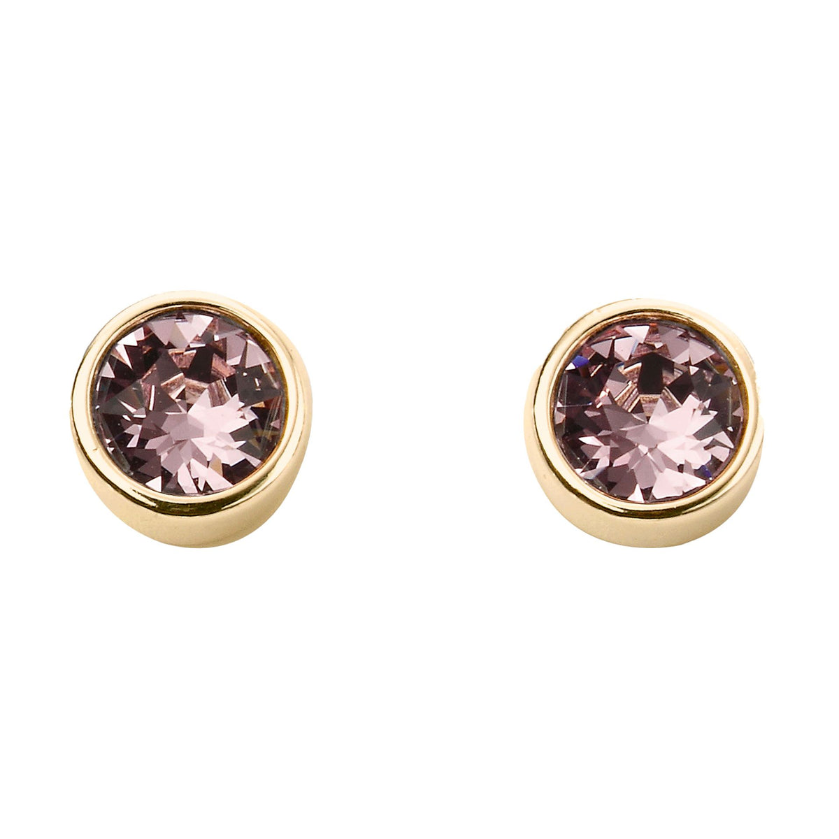 Gold Plate Light Amethyst Swarovski Crystal June Birthstone Earrings