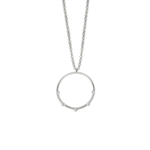 Victoria Cruz Silver Round Crystal Pendant and Chain