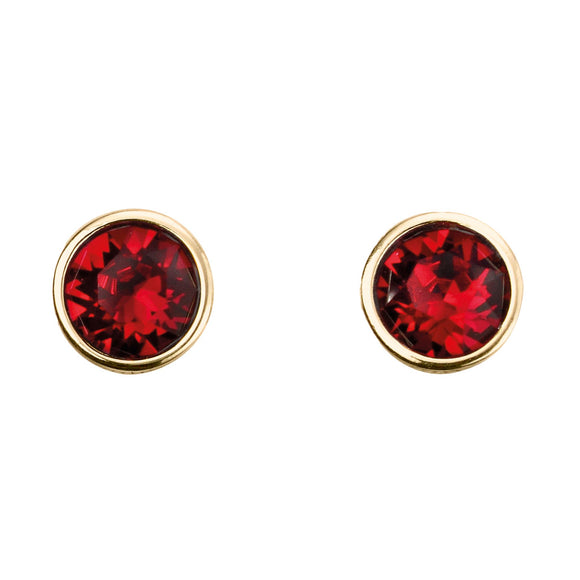 Gold Plate Ruby Swarovski Crystal July Birthstone Earrings