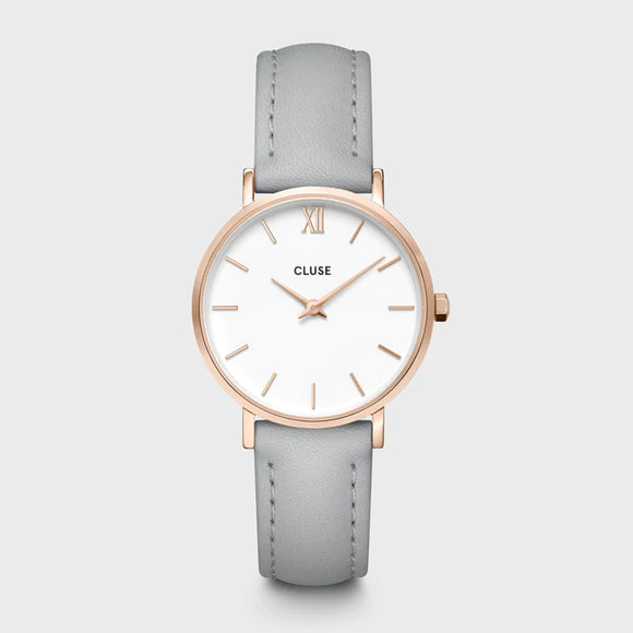 Cluse Minuit Rose Gold Colour Grey Leather S/W
