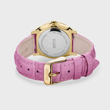 Cluse Féroce Petite Leather Croco Pink, Gold Colour Strap Watch