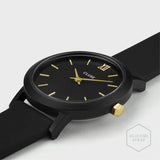 Cluse Minuit Gold Colour Nylon Black Strap Watch