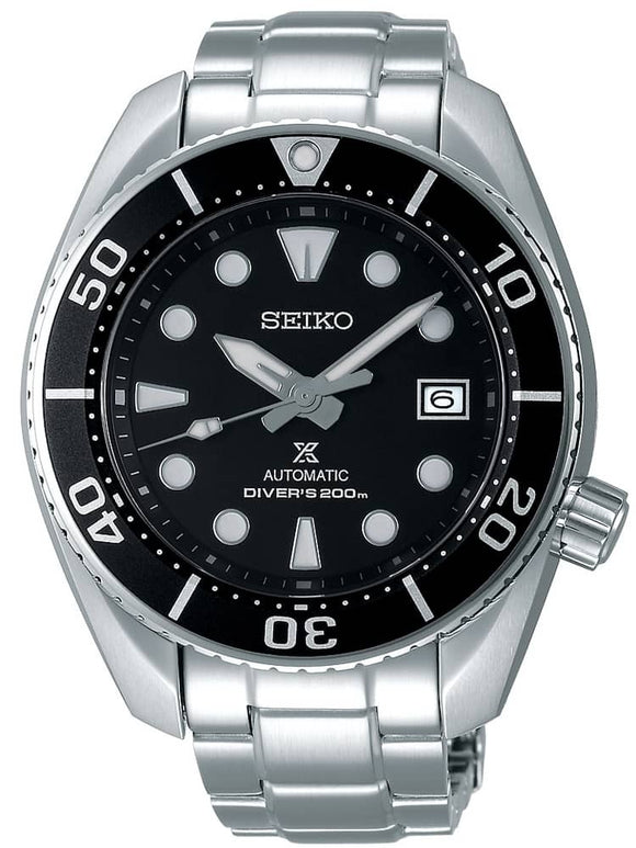 Seiko Mens Prospex Sumo Automatic Black Dial Stainless Steel Bracelet Watch SPB101J1