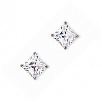 6mm Square Silver Stud Earrings