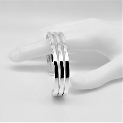 Silver Triple Wire Grab Bangle