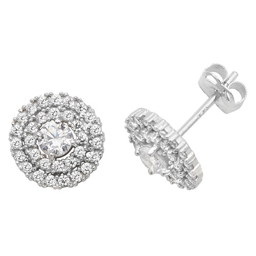 9ct White Gold CZ Stud Earring