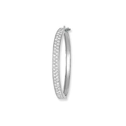 Sterling Silver Babies Oval CZ Hinged Bangle