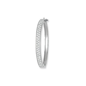Sterling Silver Babies Oval CZ Hinged Bangle