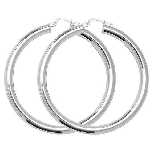 Sterling Silver 40mm Plain Hoop Earrings