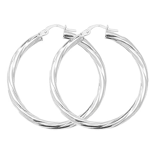 Sterling Silver 30mm Twist Hoop