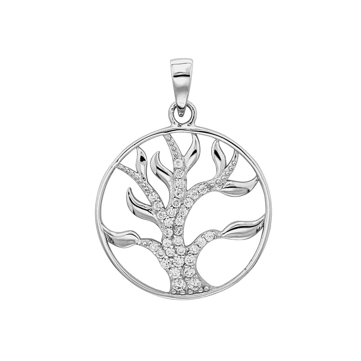 Sterling Silver CZ Tree of Life Pendant