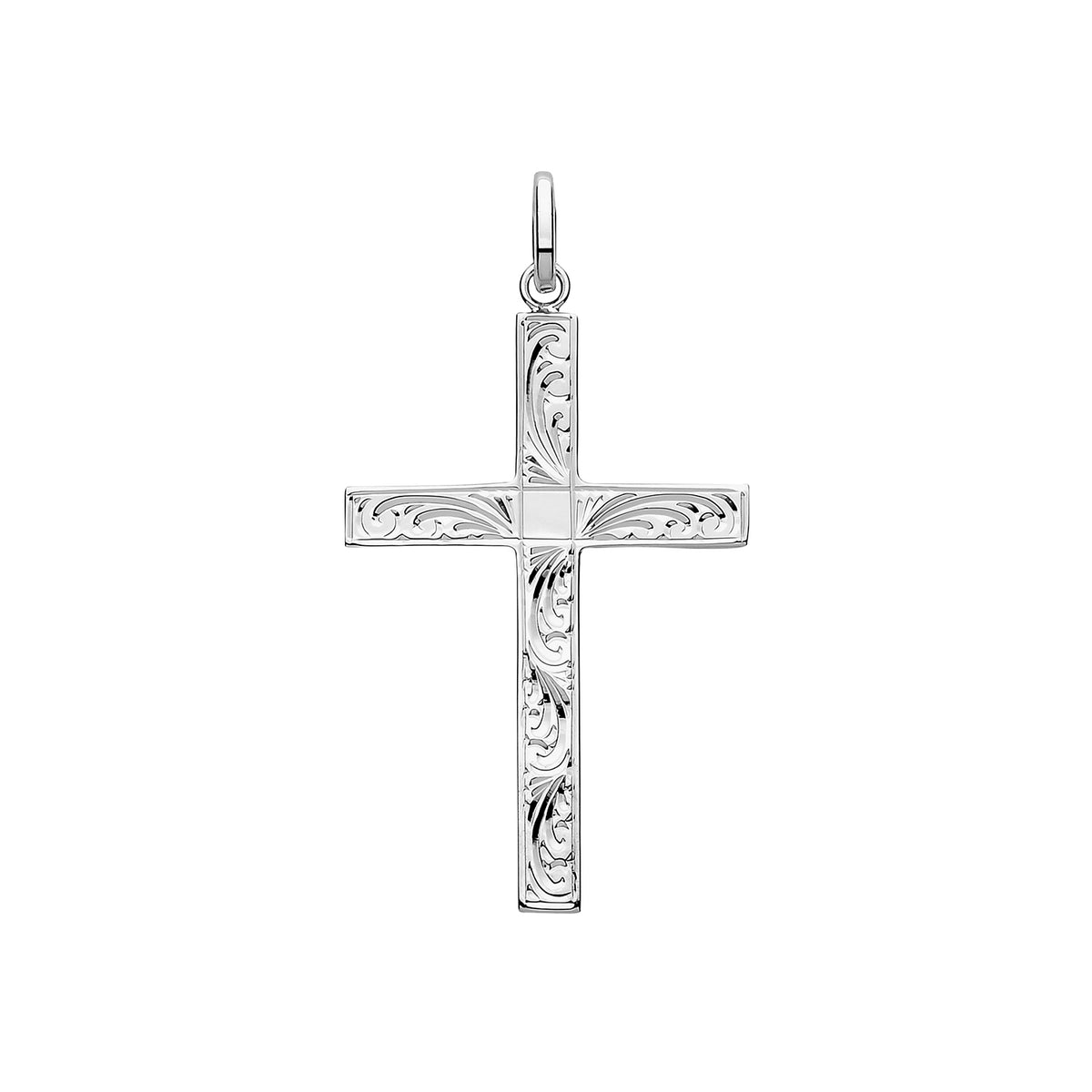 Sterling Silver Solid Engraved Cross