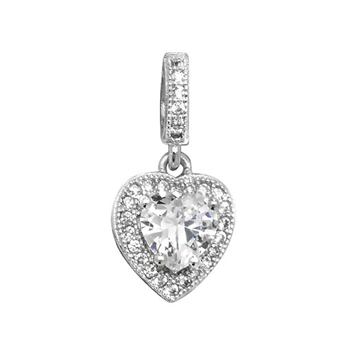 Sterling Silver Heart CZ Pendant