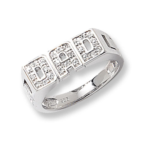 Sterling Silver CZ Dad Ring