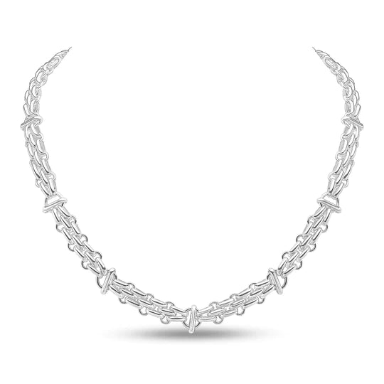 Silver Handmade 9.1mm Triple Row Brick Style Chain